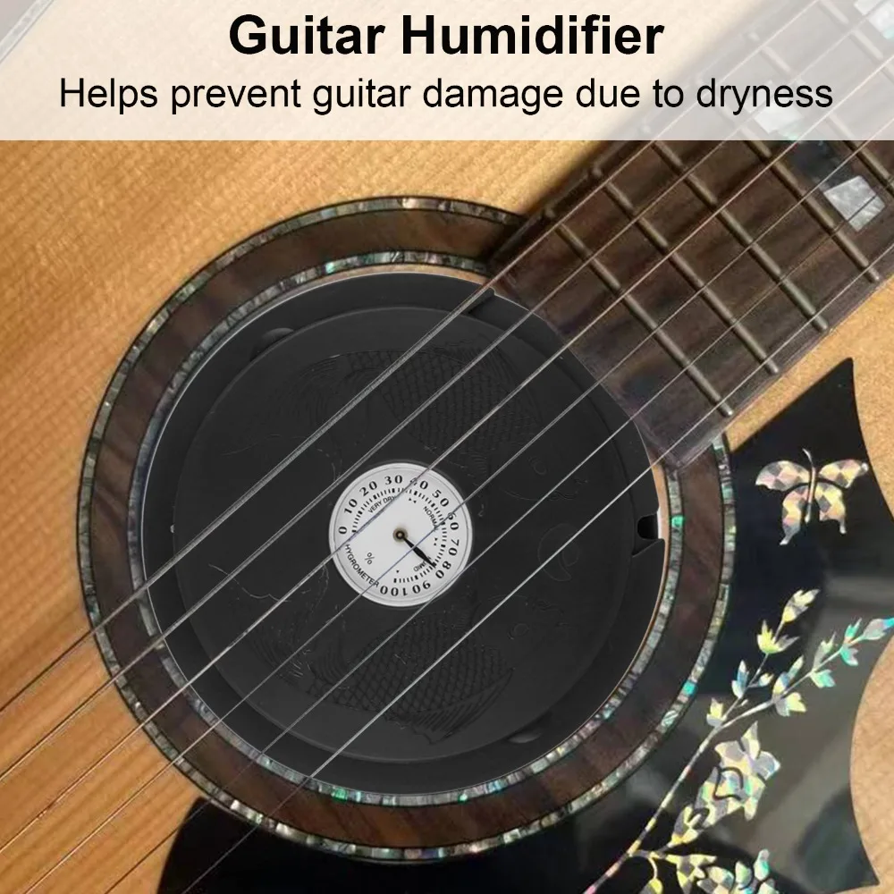 With Hygrometer​ Guitar Humidifier ​Multi Purpose ​Anti Drying ​Sound Hole Humidifier ​Black ​Feedback Sealing Humidifier​