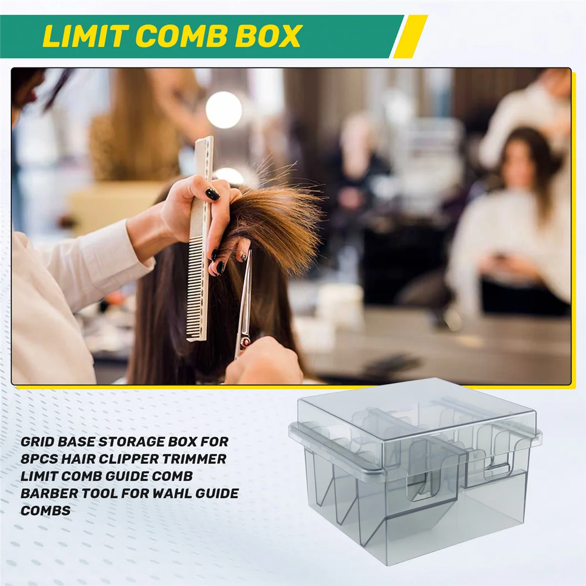 Nueva caja de almacenamiento con Base de rejilla para cortadora de pelo, peine guía de límite, herramienta de peluquero para peines guía Wahl, 8 Uds.