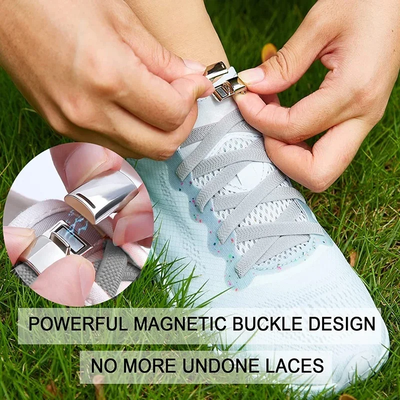 New Tonal Magnetic Buckle Shoelaces Elastic Laces Sneakers No Tie Shoelace Kids Adult Quick Lace Lazy Sport Rubber Shoestrings