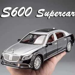 1:24 GLS600 Miniature Model Car Toys Alloy Diecast Sound Light 6 Doors Opened Pull Back Ornament Vehicle Models for Boys Gifts
