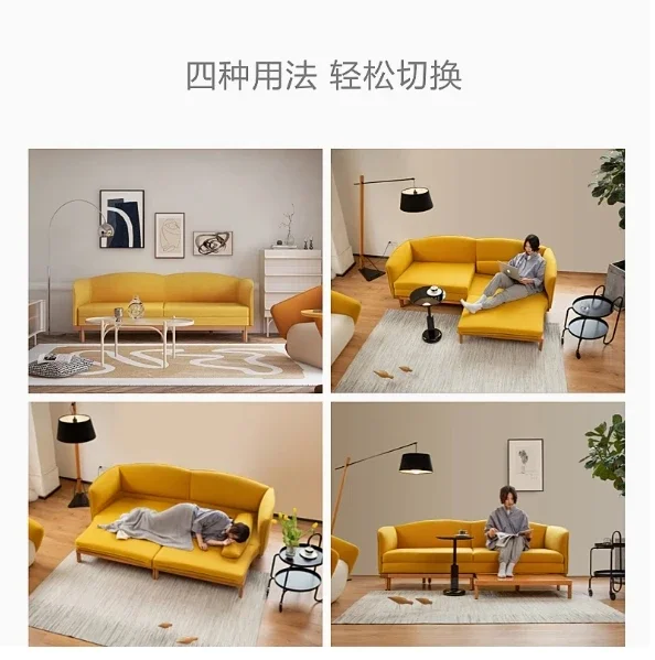 The product can be customized. Sofa bed double Nordic living room small apartment can be pulled and folded