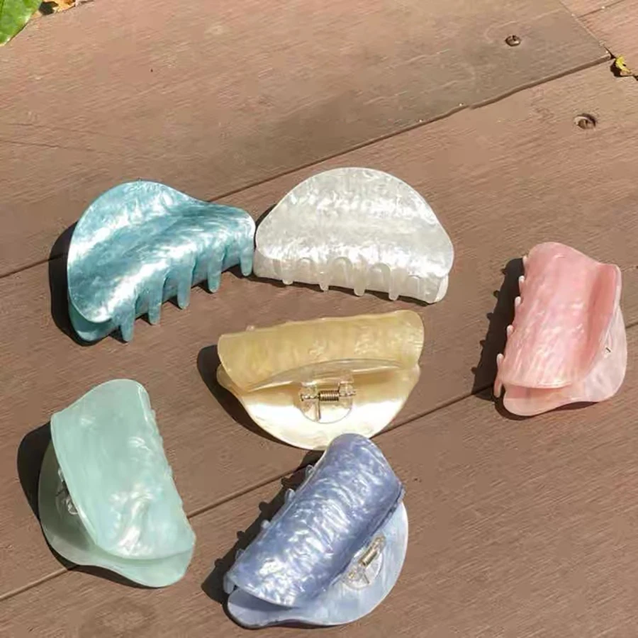 Neue Acryl Haar klaue mittelgroße frische hellblaue grüne Farbe Hai Clip Haars pangen greifen Frauen Haarschmuck – Detail 12