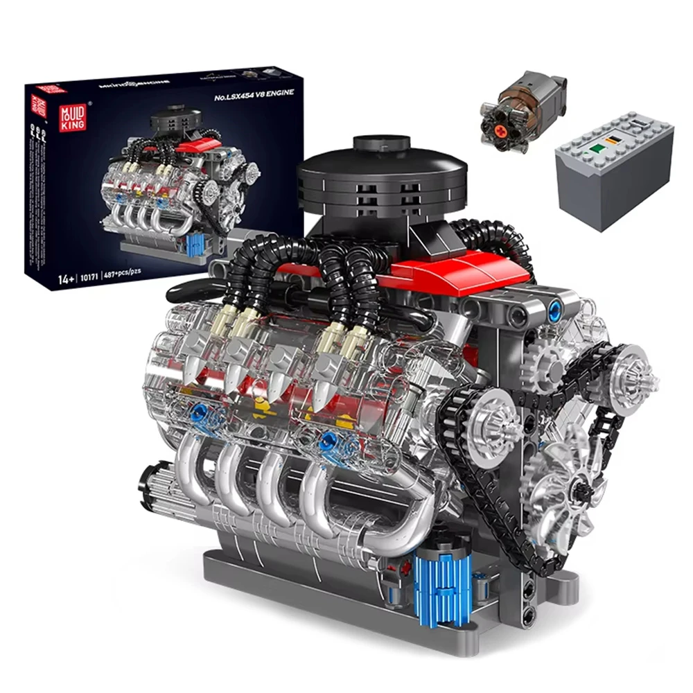 

Mould King 10171 LSX454 V8 Engine Model DIY Assembly Kit Motorized Building Blocks Excellent STEAM Science Education Discovery T