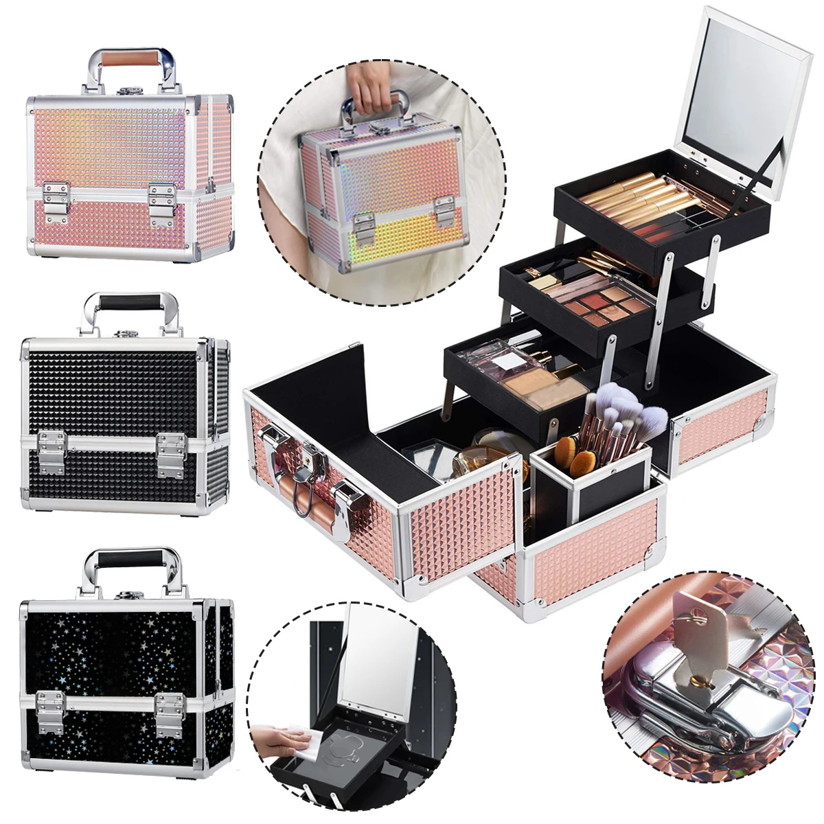 Multifunctional Lightweight Makeup Square Box, Versatile Professional Makeup Artist Tool Case