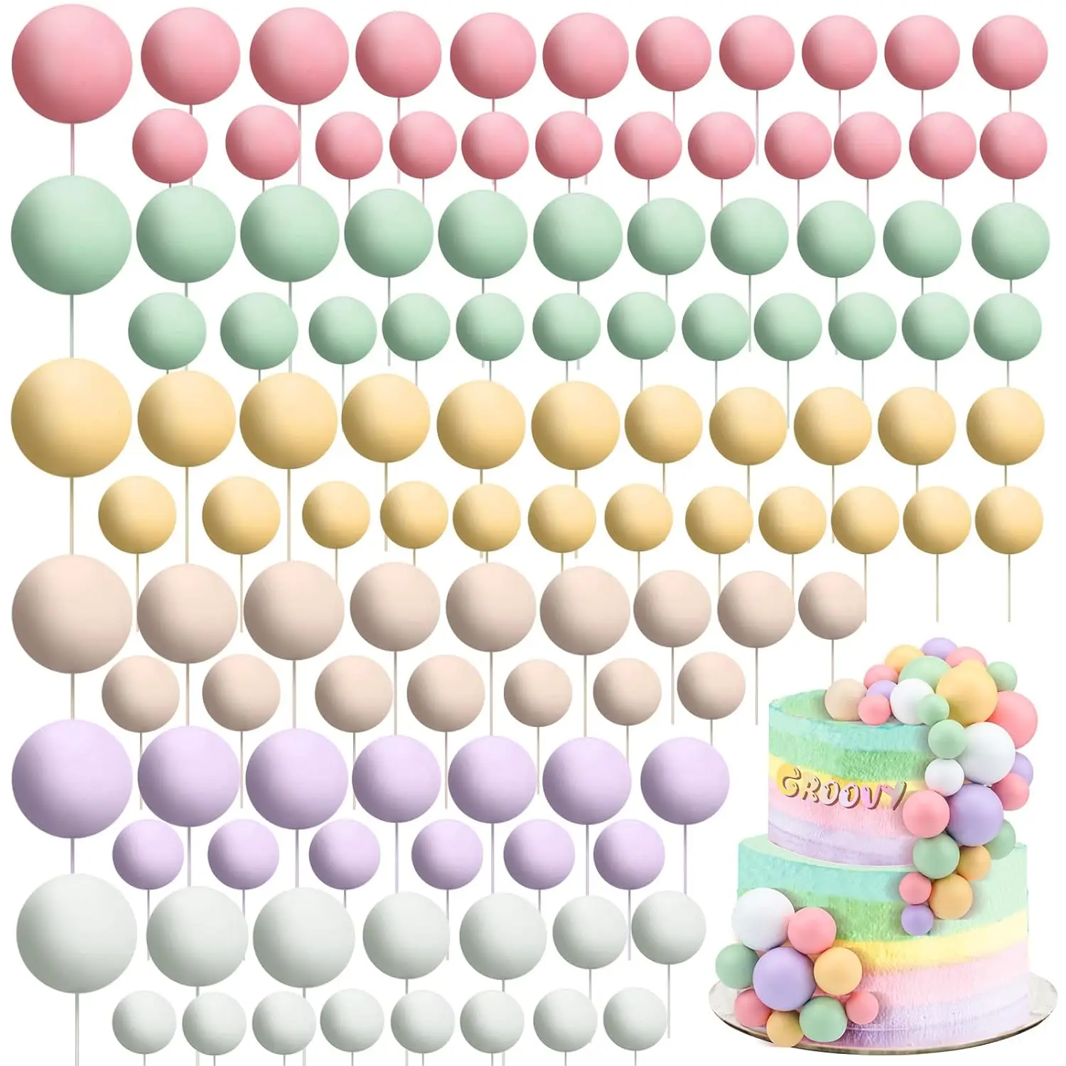 108-teilige Kugeln, Kuchendeckel, Luftballons, Cupcake-Topper, DIY-Luftballons, Cupcake-Topper für Hochzeit, Weihnachten, Jahrestag, Geburtstag – Detail 1