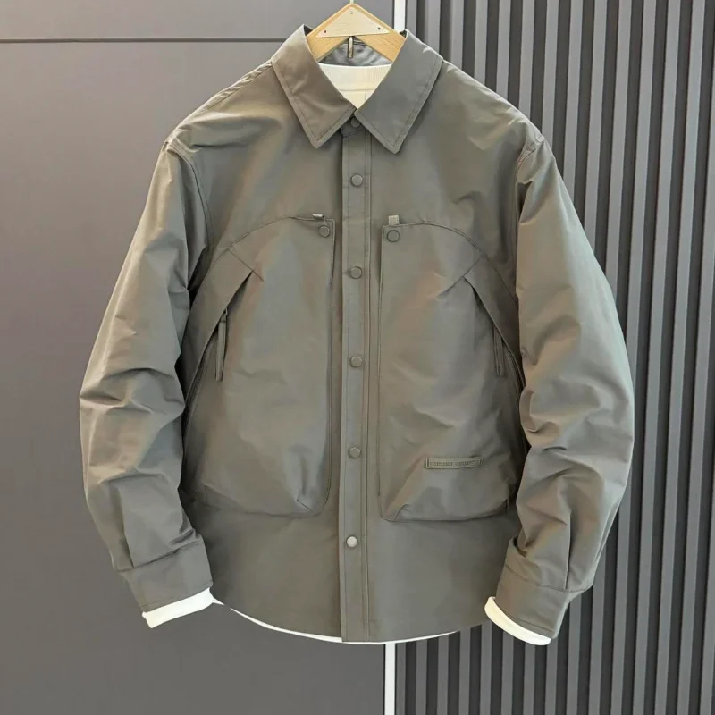

Spring Autumn Men's Faion Brand Jaet with Big kets Casual Color Haome Casual Workwear Outerwear