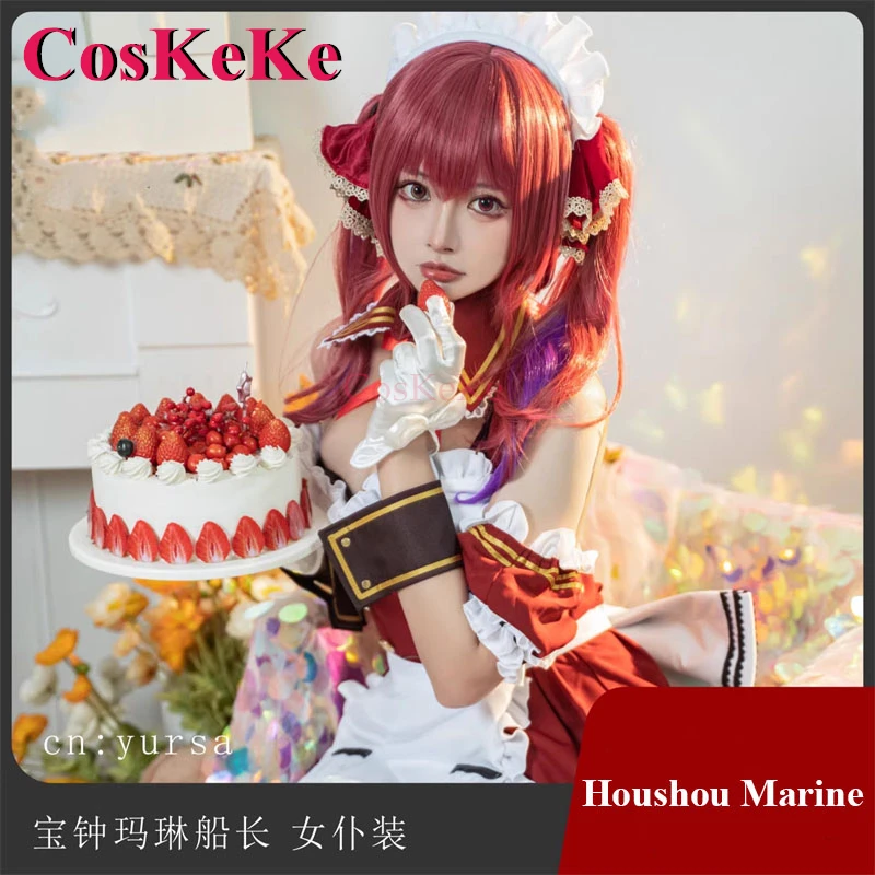 

CosKeKe Houshou Marine Anime VTuber Hololive Cosplay Costumes Fashion Sweet Maid Dress Women Activity Party Role Play Clothing