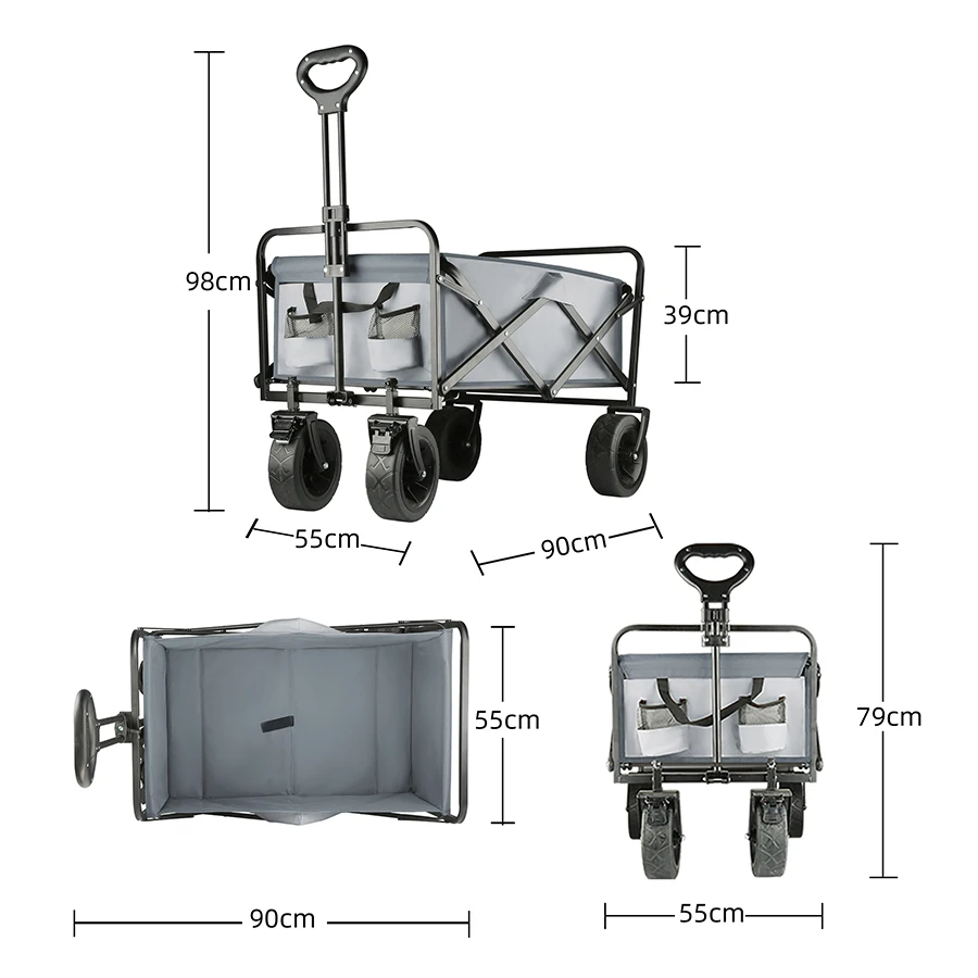 Large Weight Capacity Heavy Duty Cart Collapsible Folding Beach Wagon with Big All-Terrain Wheels Outdoor Camping Equipment image 4