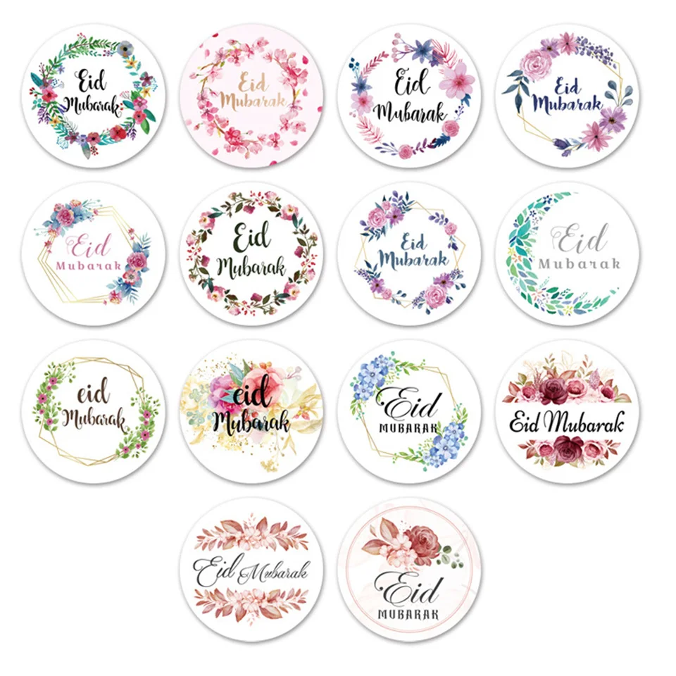 60pcs Colorful  EID Mubarak Sticker Gift Wrapping Stickers for Ramadan Kareem Supply Wedding Birthday Gifts Wrapping Decorations