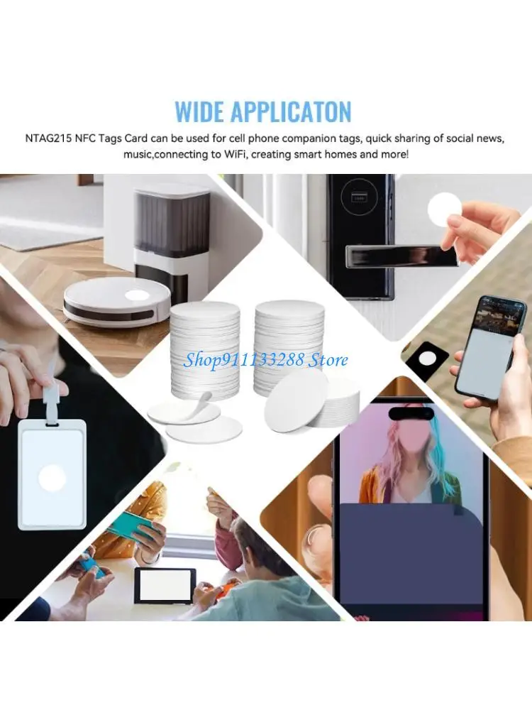 

G88D 10/30/50Pcs Universal Round Card NTAG215 for Many Devices PVC Blank Sticker