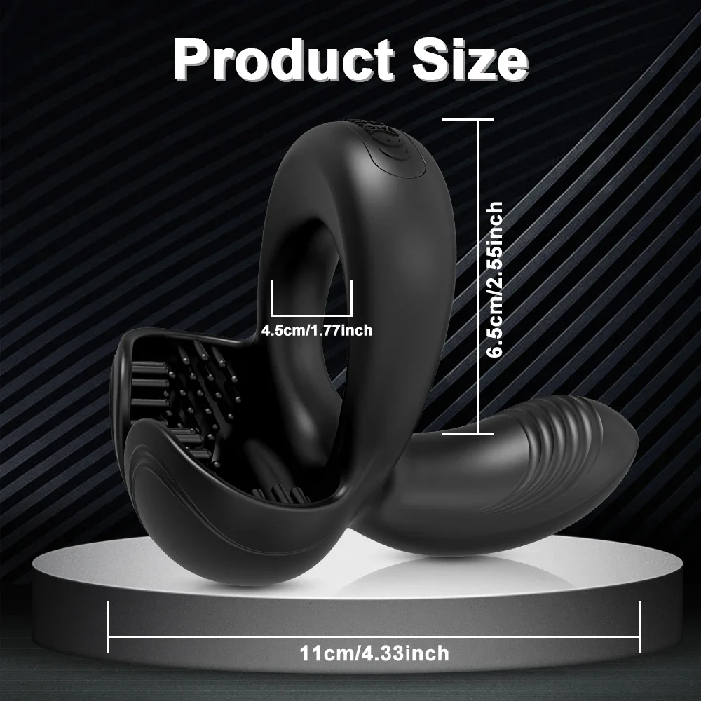 Remote Control Cock Ring for Men Penis Vibrator Male Ejaculation Delay Testicles Perineum Stimulator Massage Sex Toy for Couples - view 3