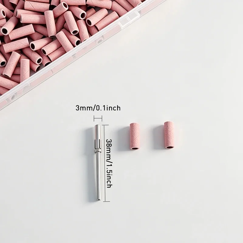 300Pcs 3MM Sanding Bands with 1Pcs Nail Drill Mandrel Nail Sanding Band Bulk for Salons Manicure