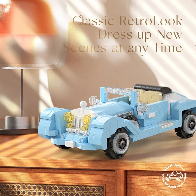 97122 Diamond Micro Particle Toy Building Blocks Antique Wedding Car Cartoon Convertible Model Series for Children Gifts