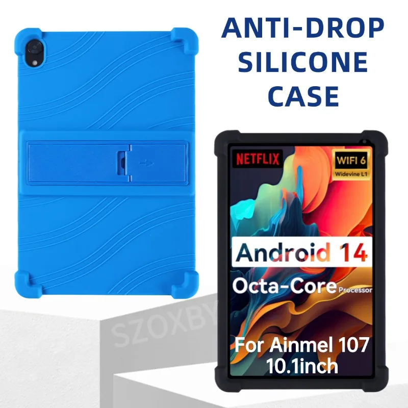 

For Ainmel 107 10.1inch Tablet Case protective cover Soft Silicone Adjustable Stand Shockproof protective sleeve