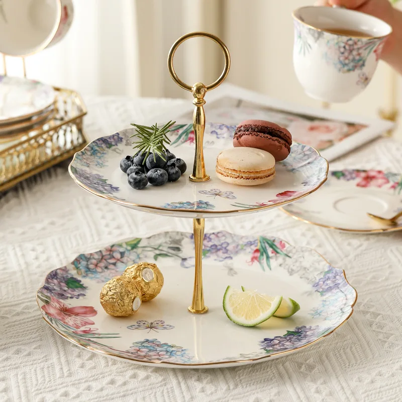 European afternoon tea set, ceramic cup and plate set, household floral tea cup and dessert plate