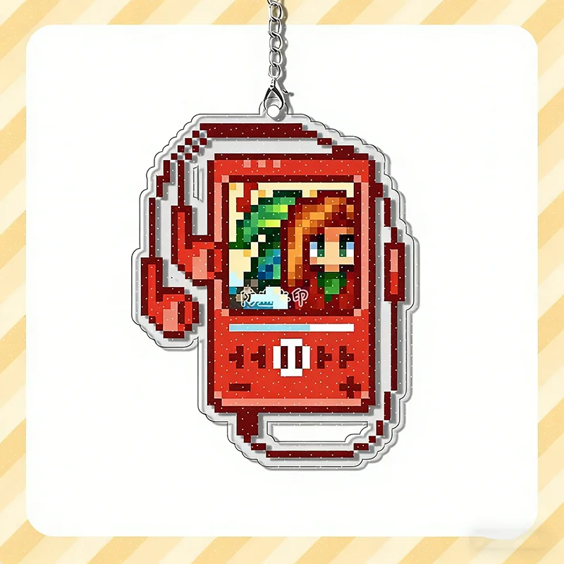 Game Stardew Valley Sebastian Shane Elliott Cosplay Keychain Acrylic Pixel Walkman Pendant Keyring Key Chain Bag Accessory Props