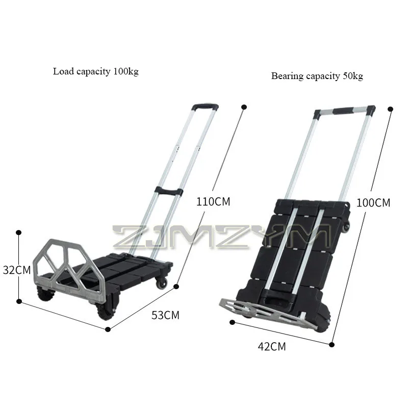 Carrello pieghevole 2In1 Carrello con ruota per sacco a mano portante da 100 kg Carrello per bagagli da viaggio Carrello per la spesa Carrello per consegna espressa