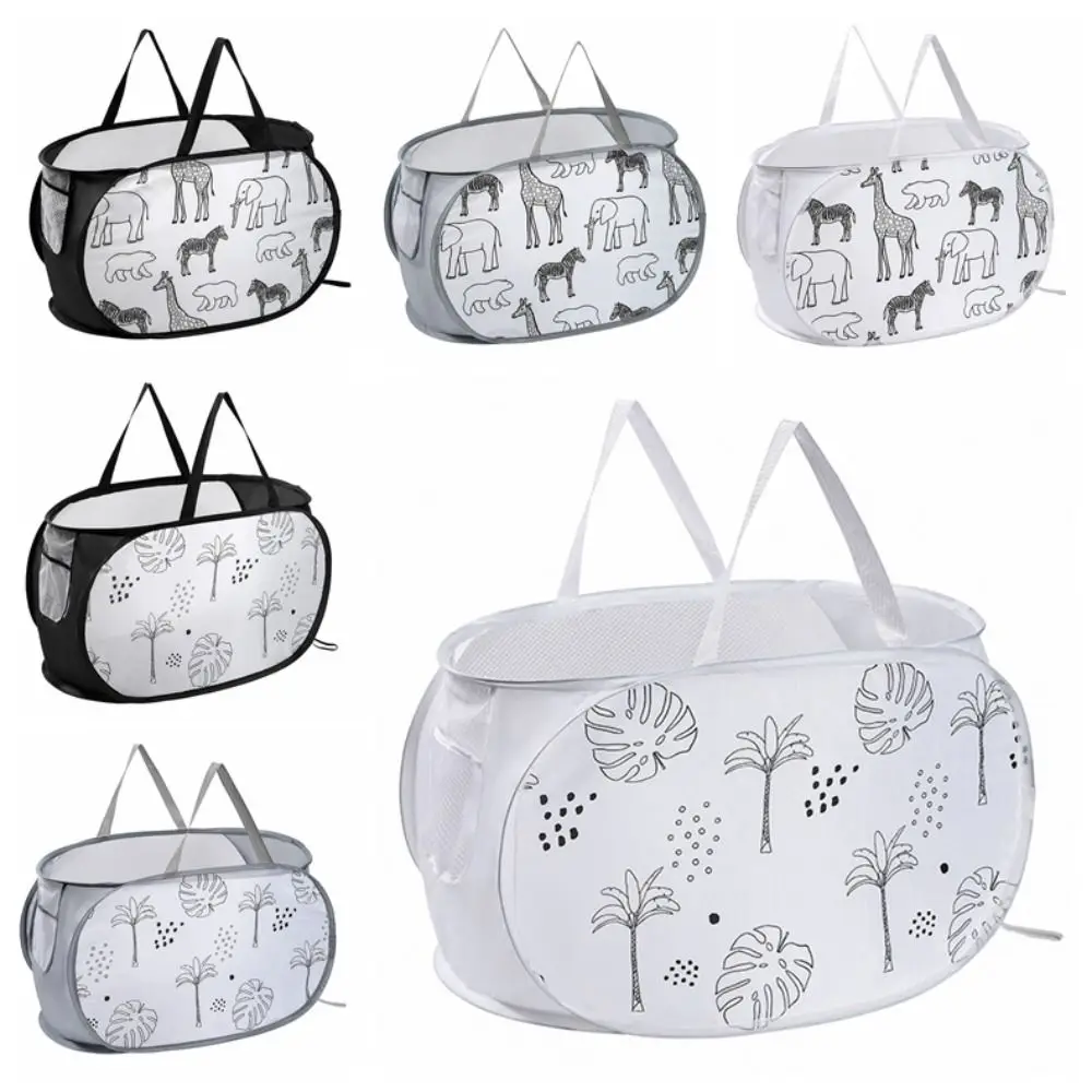 

New Foldable Laundry Basket Large Capacity Cartoon Storage Basket Portable Mesh Bag Dirty Clothes Organizer Household