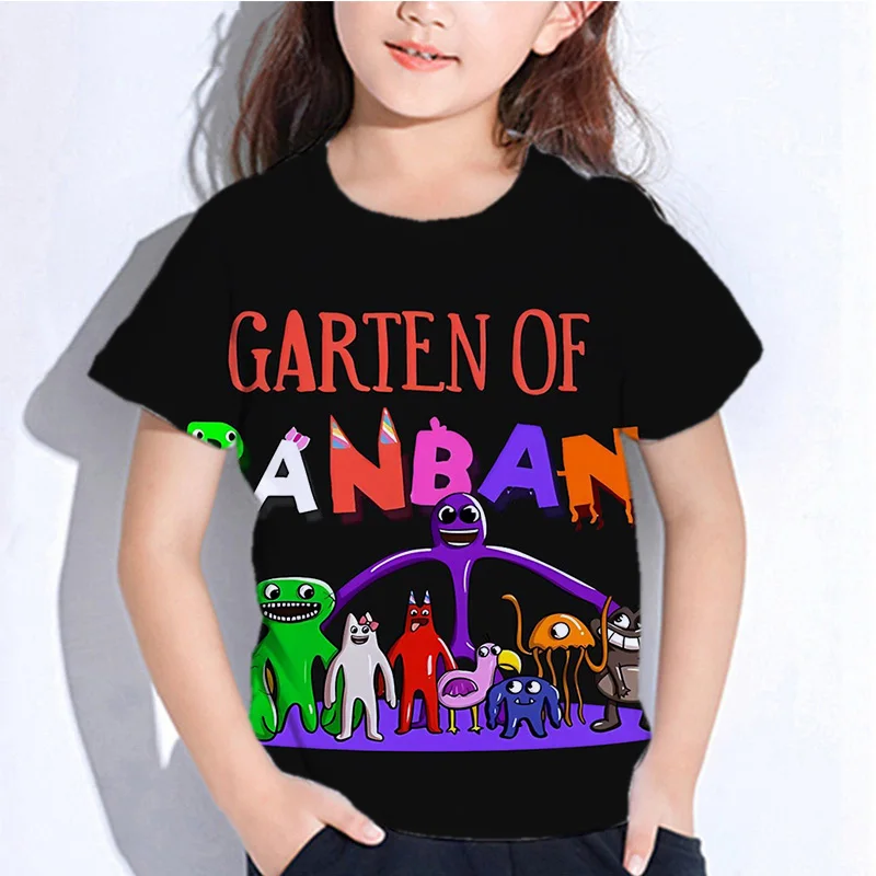 Y2k Garten of Banban متعة لعبة تي شيرت الاطفال الكرتون ثلاثية الأبعاد طباعة قصيرة الأكمام تي شيرت فتاة بلايز عادية Banban حديقة Kawayi التي شيرت