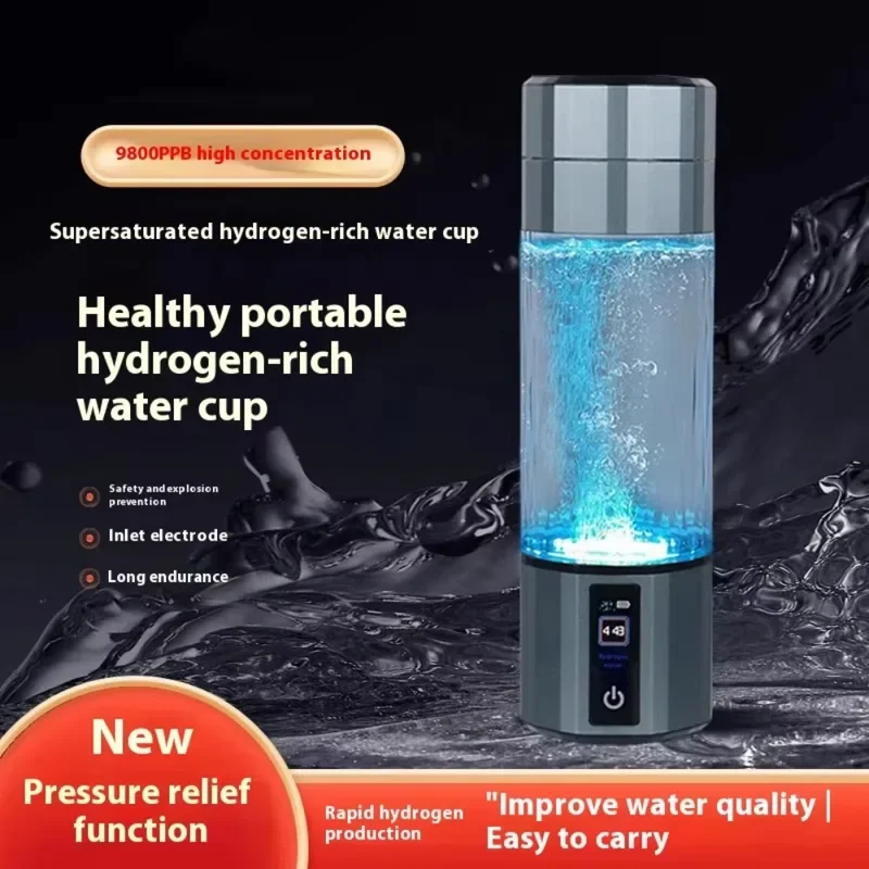 Best Selling SPE PEM USB Rechargeable Portable 9800ppb H2 Hydrogen Rich Generator Water Thermos Gift