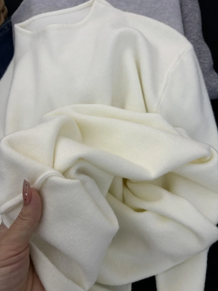 الترا لينة f عالية ني لطيف الأبيض محبوك قاعدة irt المرأة الخريف الشتاء معطف شتاء كسول سوبر حسن المظهر #5