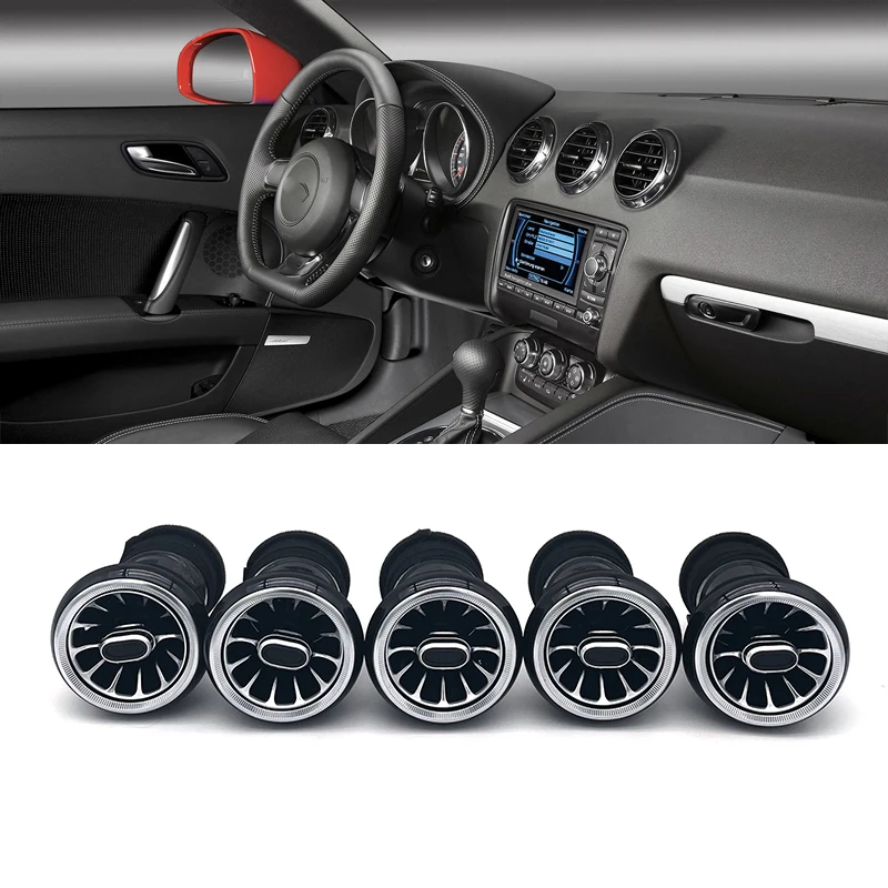 Car Accessories 5PCS  LED Front Dashboard AC Air Condition Vent Outlet Turbo Interior Trim For Audi TT 2007-2014