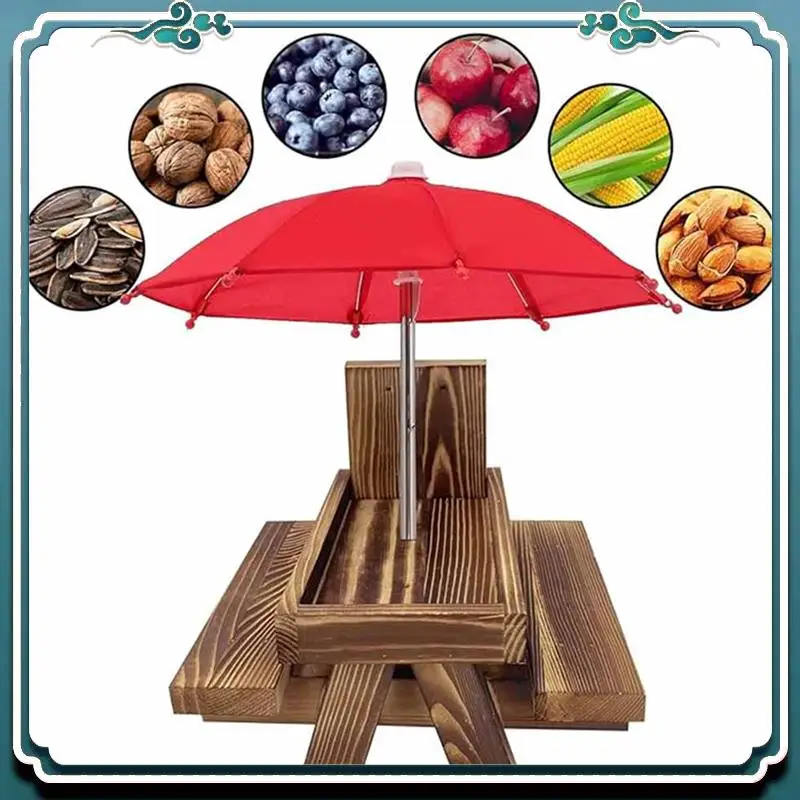 

Squirrel Feeder Picnic Table With Umbrella,Wooden Squirrel Feeders For Outside,Cute Chipmunk Feeder+Solid Structure A Durable