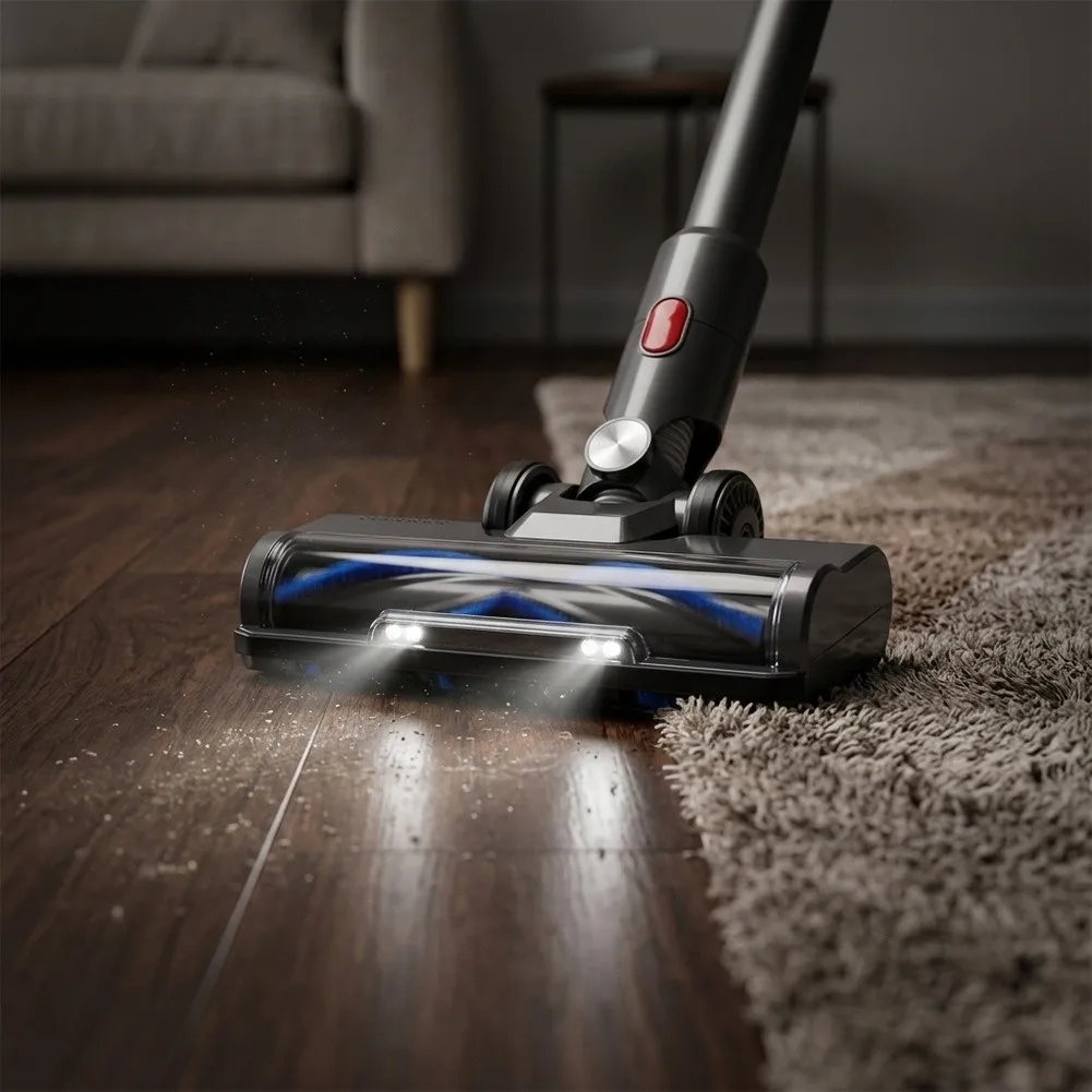 Vacuum Cleaner Replacement Carpet Brush with LED and Roller for Redkey P9 Designed to Absorb Dust in Difficult Areas