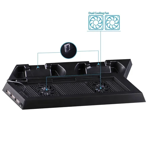 Imagen 2 del producto Estación de refrigeración para PS4, soporte Vertical con 2 mandos, base de carga, playstato