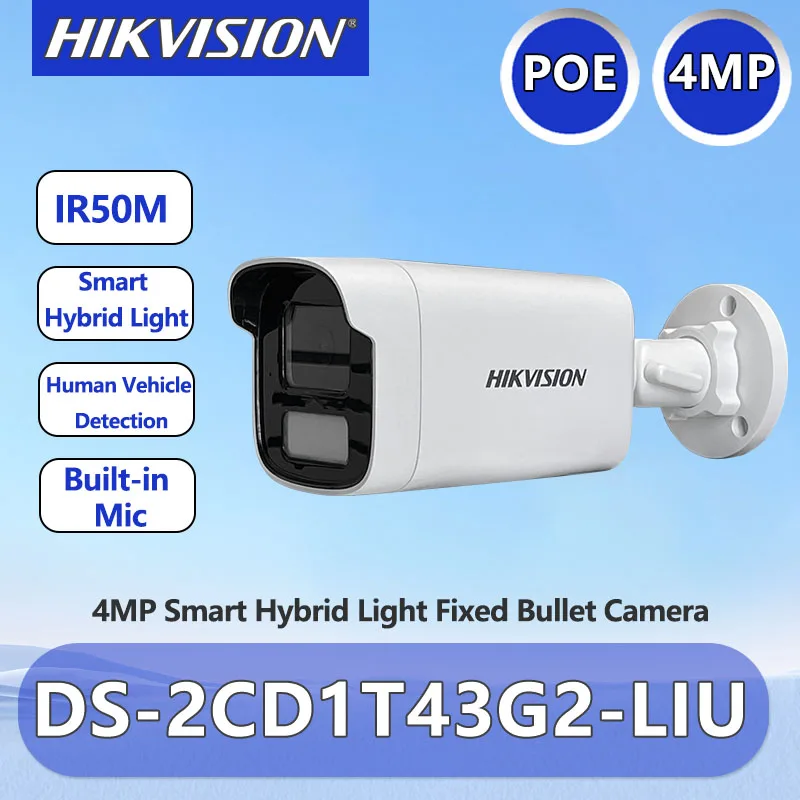 

Hikvision 4MP Smart Hybrid Light Security Camera Human & Vehicle Detection DS-2CD1T43G2-LIU Surveillance WebCam Built-in Mic
