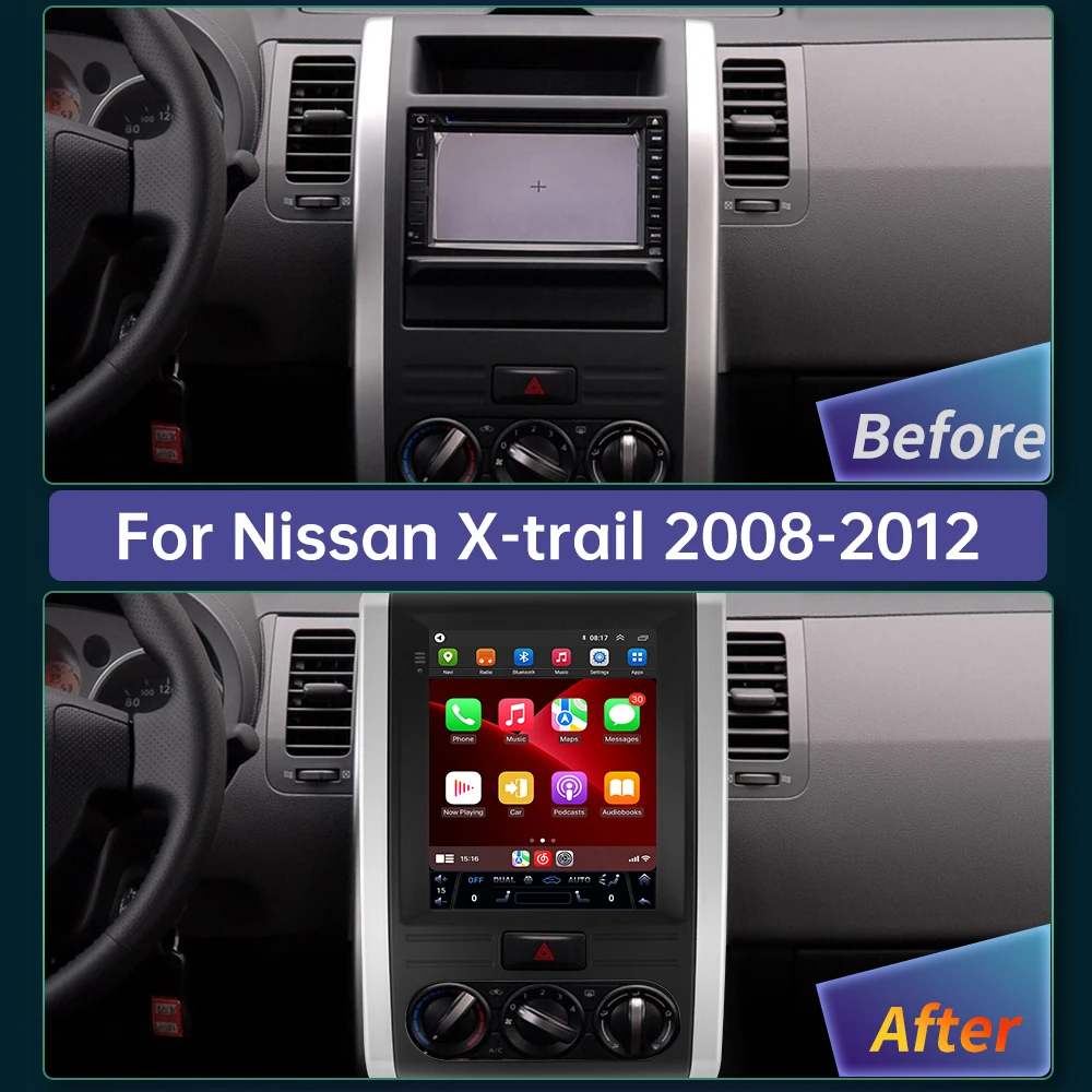 For Nissan X-Trail XTrail T31 MX6 Tesla Style 360 panoramic front rear image reversing radar，8 core Android 13 Carplay Car Radio