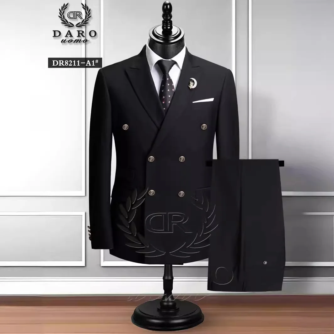 LE366arge-traje de doble botonadura para hombre, vestido de boda, traje de padrino de boda, traje de dos piezas, Comercio Exterior, grande