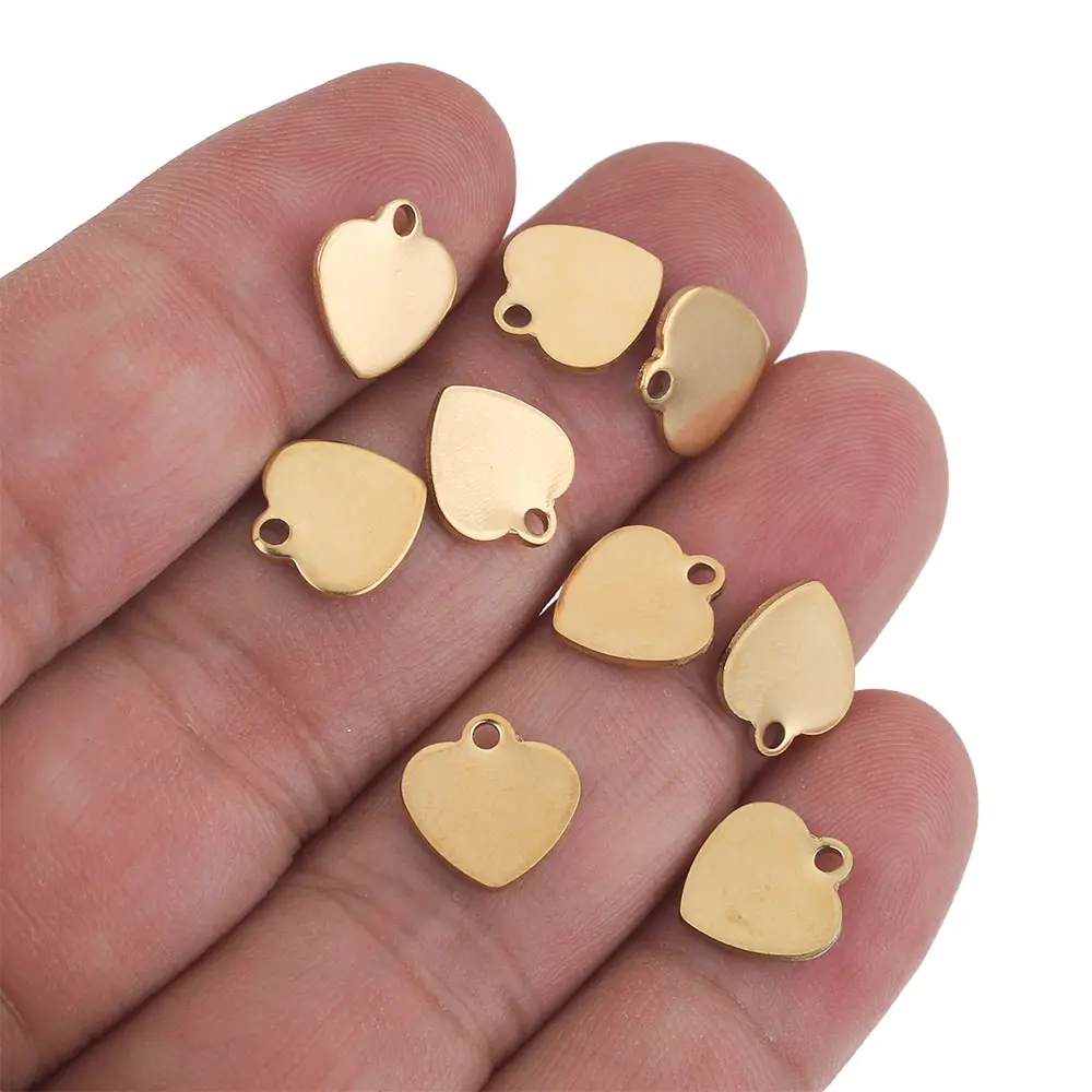 20pcs Stainless Steel Small Flat HeartCharms Pendant for DIY Jewelry Making Necklace Ornaments Bracelet End Tail Charm Supplies
