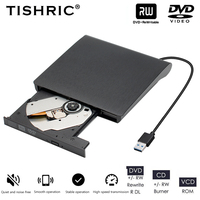 TISHRIC External DVD CD Drive Reader Write DVD-ROM CD-ROM CD-RW DVD-R CD-R DVD-RW USB External Burner For PC Laptop Desktop