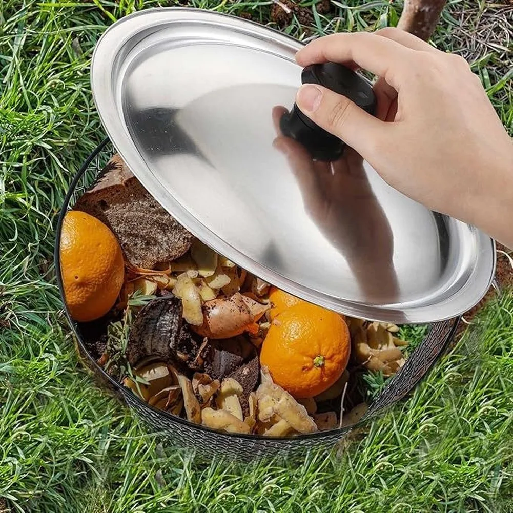 Inground Worm Composting Bin with Lid for Organic Waste For Recycling Iron Body Aeration Holes Red Worm Habitat