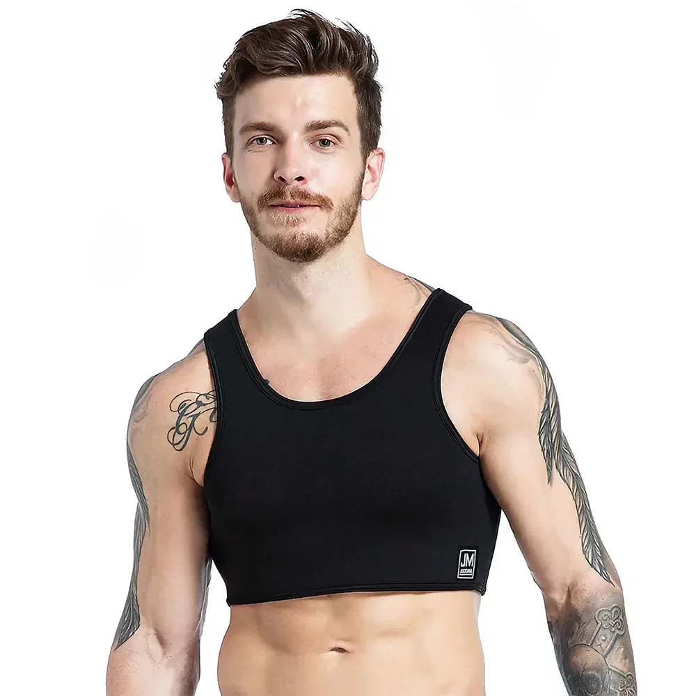 Men\'s Neoprene Tank Top Chest Supports Body Shaper Waist Trainer Sauna Vest Sweat Shirt Corset Abdomen Slimming Fat Burn Fitness