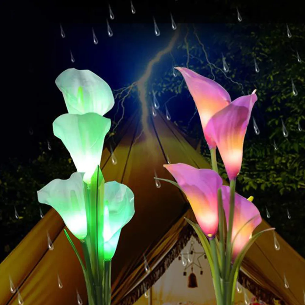 

2Pcs Premium Solar Flower Lights Lifelike Shape Waterproof Landscape Lamp for Yard Patio Walkway Driveway Solar Flower
