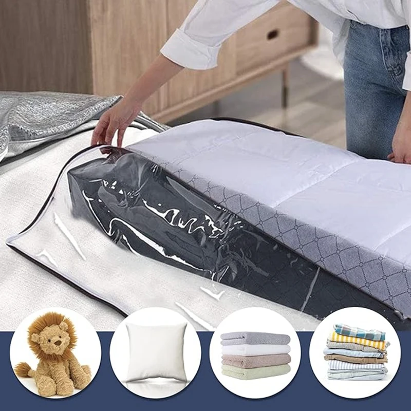 Foldable Underbed Storage Bags 75 L Non-Woven Underbed Storage Bag with Zip Bed Box for Storing Clothes Quilts Blankets Pillow