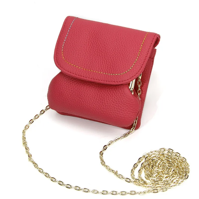 

Women 2025 Genuine Leather Coin Purse Everyday Chic Mini Crossbody Shoulder Bag with Vintage Kiss Lock Coin Pocket