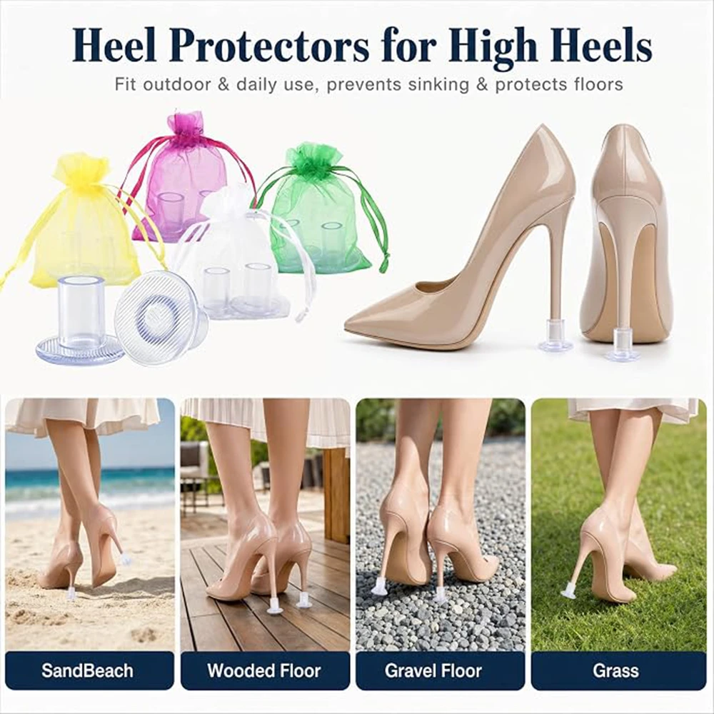 15 Pairs High Heel Protectors Heel Covers Caps Anti-Slip Heel Stoppers for Outdoor Wedding Party Stop Sinking at Grass or Cracks