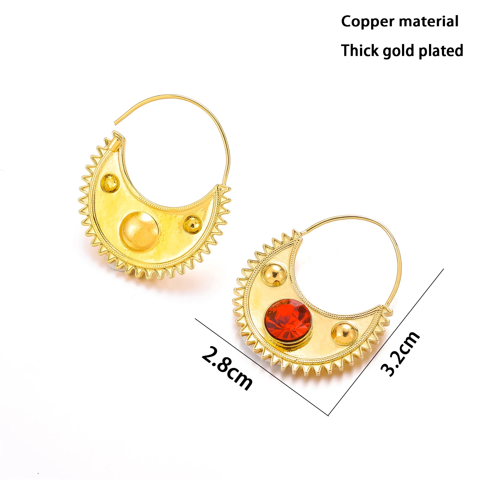 Ethlyn silver Ethiopian Zircon Clip Earrings for Women Girls Habesha Eritrean Jewelry Designs Copper Material MY856