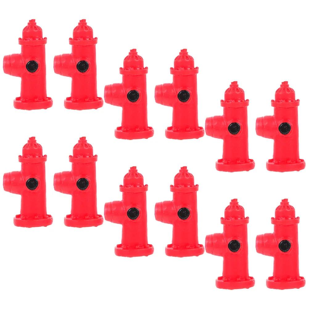 12 Pcs Signs Micro Landscape Model Simulated Fire Hydrant Decors Traffic Small Mini 320X170X170CM Resin Craft