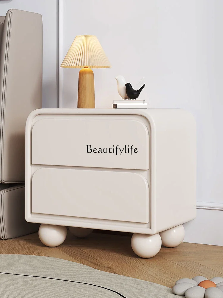 Cream wind bedside table simple modern bedroom bedside small storage cabinet