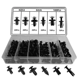 Universal Auto Mudguard Screw Rivet Bag Packed Buckle Car Bumper Clip 6mm Repair Box Set Plug-in Plastic Fastener