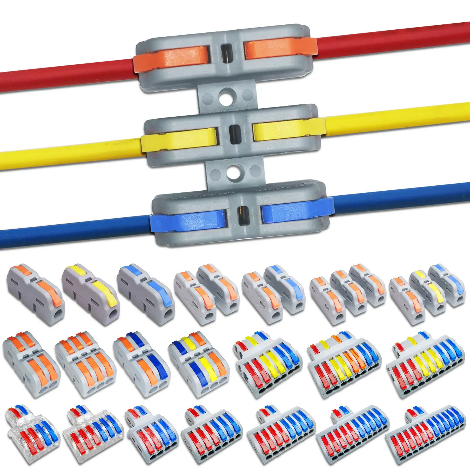 Wire Connectors 212 Docking Cable Conectors Fast Universal Wiring Compact Conductors Push-in Terminal Block LED 2-20PIN