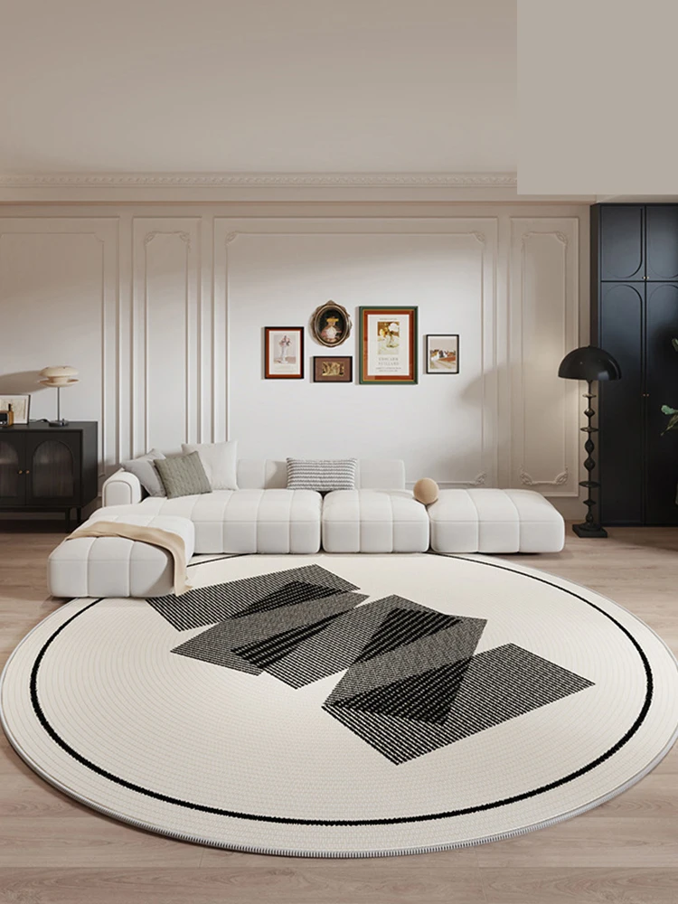 Round Carpet Home Living Room Simple Ins Style Home Decor Area Rug for Bedside Cloakroom Floor Mat Anti-skid Cream Style Bedroom