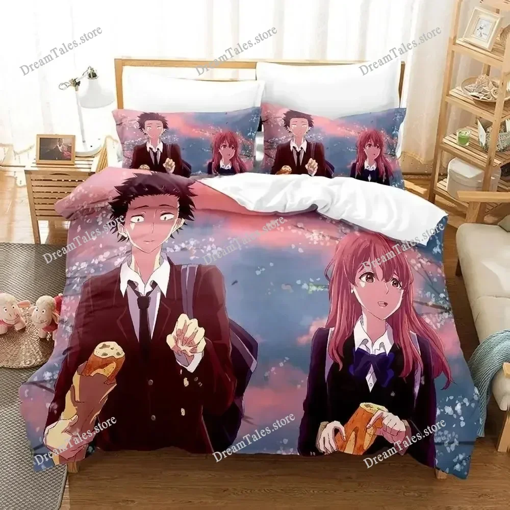 

New Koe No Katachi Bedding Set Single Twin Full Queen King Size Bed Set Adult Kid Bedroom Duvet Cover Sets Anime Bed Sheet Set