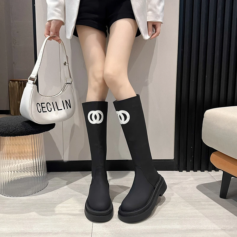 Women Boots Fashion Outdoor High Tube Boots Women Thick-soled Waterproof Shoes Women Versatile Solid Color Over-the-knee Boots