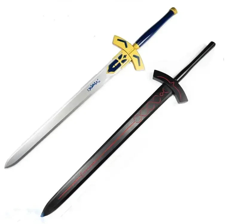[Lucu] 114Cm Cosplay Fate Stay Night Saber Arthur Pendragon Hitam Putih Pedang Excalibur Senjata Pedang Kayu Pesta Kostum Anime
