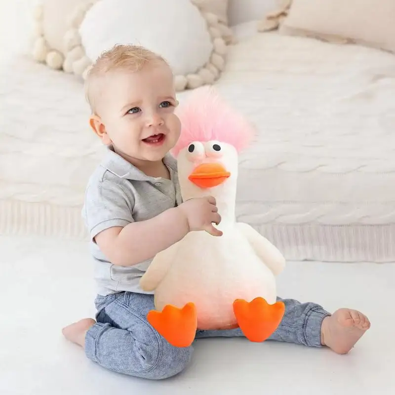 Cute Duck Plush Adorable Stuffed Doll With Furry Hair Huggable Plush Stuffed Toys For Home Decoration Cuddly Plush Dolls For